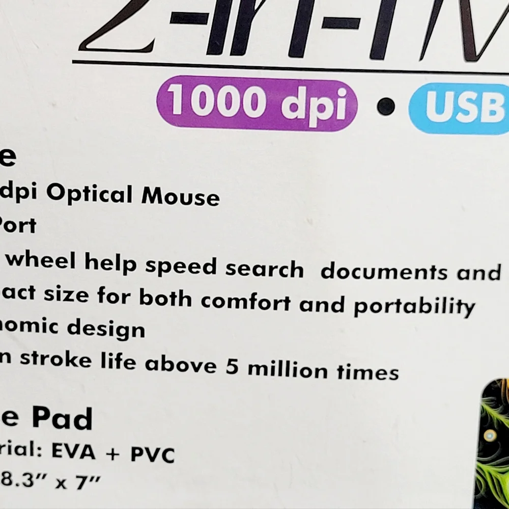 Fine Life Products 2-in-1 Mouse Kit Peacock Optical Mouse & Matching Mouse Pad N